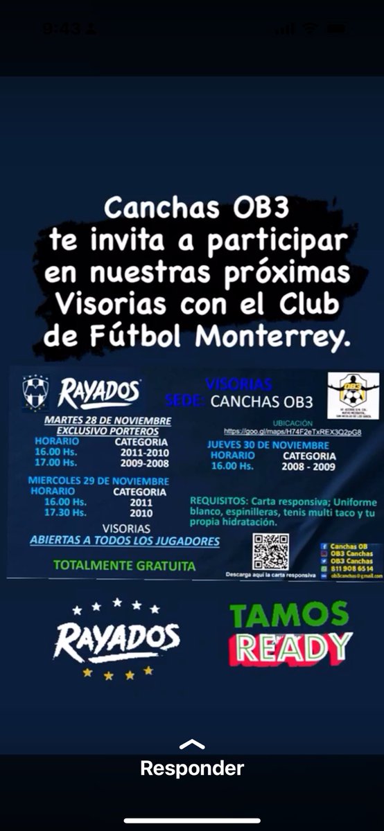 Te invitamos a participar en las visorias del Club de Fútbol Monterrey