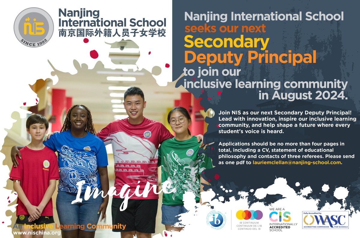 GRC (@grcfair) on Twitter photo Join <a href="/NISChina/">Nanjing International School</a> as their next Secondary Deputy Principal!
Lead with innovation, inspire with an inclusive learning community and help shape a future where every student's voice is heard.
#GRCLeadershipSearch
grcfair.org/leadershipsear… Join <a href="/NISChina/">Nanjing International School</a> as their next Secondary Deputy Principal!
Lead with innovation, inspire with an inclusive learning community and help shape a future where every student's voice is heard.
#GRCLeadershipSearch
grcfair.org/leadershipsear…
