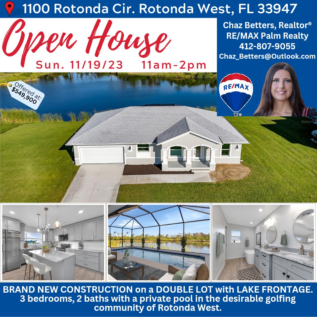 🏡Your dream home awaits!✨BRAND NEW CONSTRUCTION on a DOUBLE LOT with LAKE FRONTAGE! More details at: myre.io/0iSzbREegbzq

#rotondawest #WaterfrontHomes #waterfrontliving #WaterfrontProperty #golfing #GolfingCommunity #PortCharlotteRealEstate #PortCharlotteRealtor