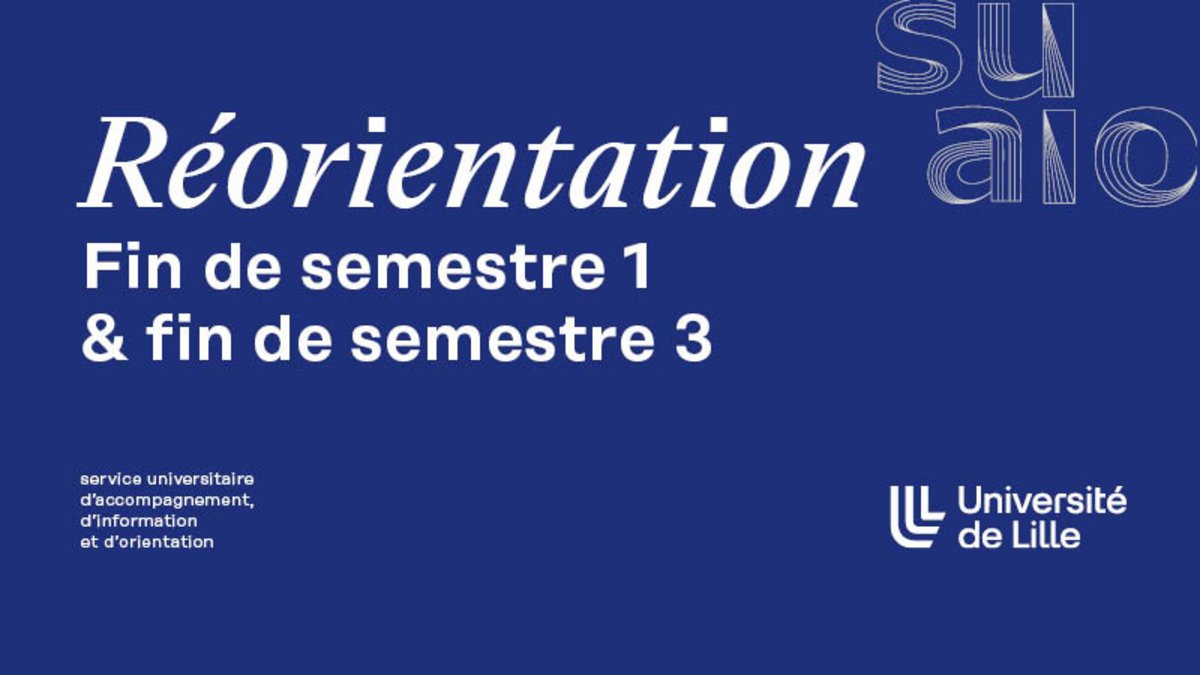 🔄 Etudiant·e inscrit·e en 1ère ou 2e année dans un établissement d’enseignement supérieur français, vous souhaitez vous réorienter vers un second semestre à l’Université de Lille ?

Le SUAIO organise du 17/11 au 19/12 des réunions d'information 👇
newsroom.univ-lille.fr/actualite/reor…