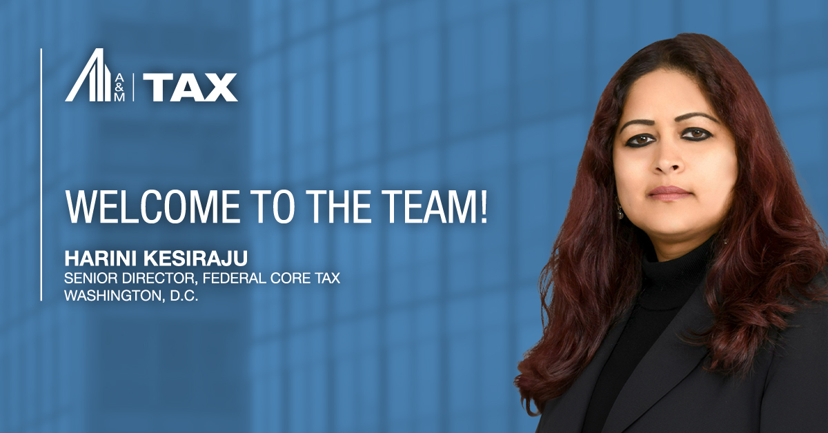 #WelcometotheTeam, Harini Kesiraju, our newest SD for our Federal Core Tax practice at @AlvarezMarsal #Tax! Her 15+ years of experience in business entity tax services &amp; proficiency in income tax provision will surely elevate our team's expertise: bit.ly/463P1ux
