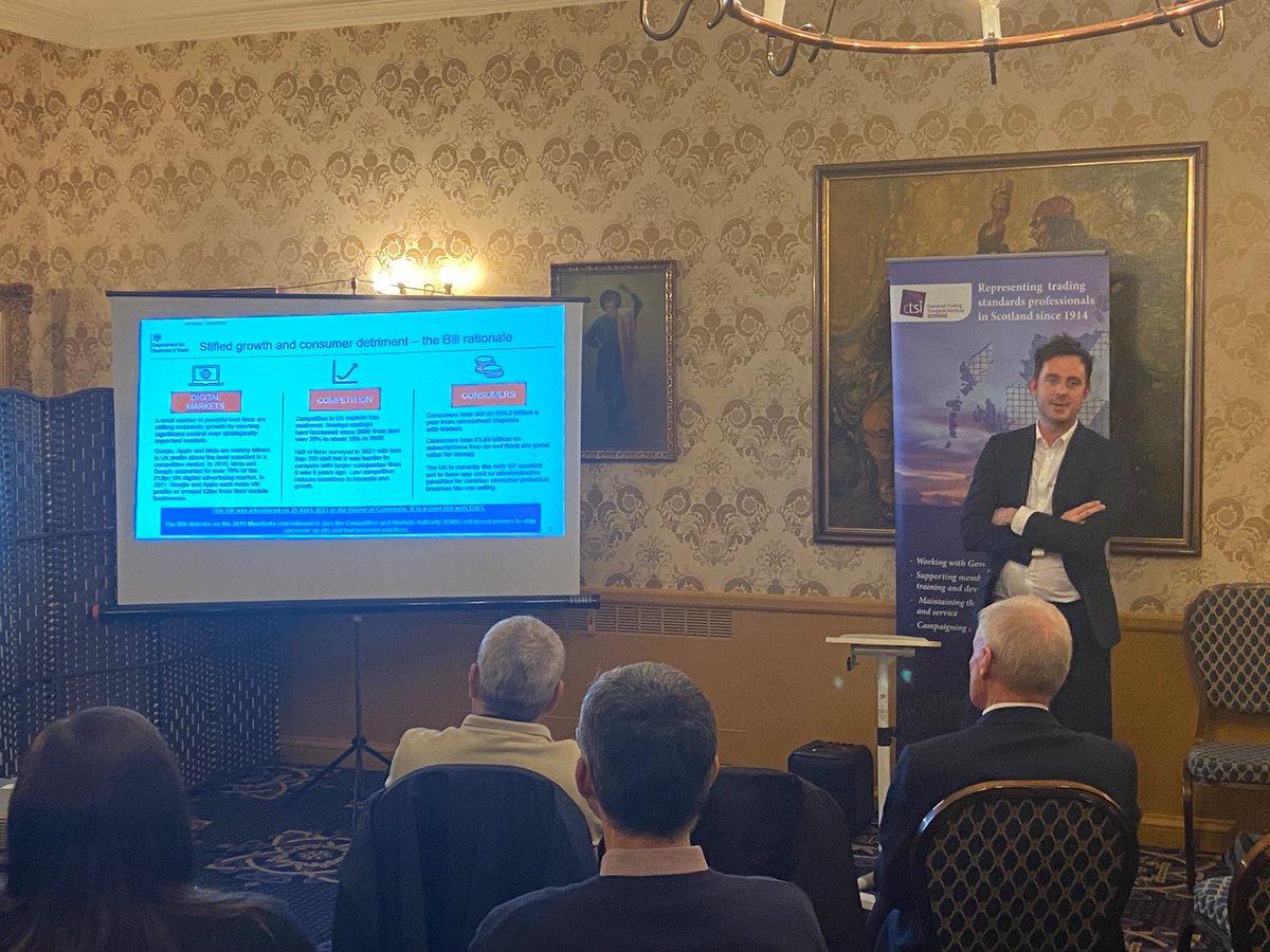 David Marshall from <a href="/biztradegovuk/">Department for Business and Trade</a> gives CTSI Scottish branch delegates an overview of the Digital Markets, Competition and Consumer Bill