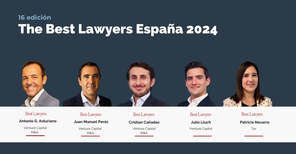 AKTION LEGAL (@aktionlegal) on Twitter photo 🏆 ¡Celebramos el reconocimiento otorgado por <a href="/BestLawyers/">Best Lawyers</a>! El directorio ha destacado a cinco abogados de <a href="/AktionLegal/">AKTION LEGAL</a> como los mejores de España en las áreas de Venture Capital, M&A y Tax.
<a href="/agasturiano/">Antonio G. Asturiano</a>, <a href="/juanmanuperez/">Juan Manuel Perez</a>, <a href="/Cristiancanyads/">Cristian Cañadas Gil</a>, <a href="/julio_lluch/">Julio Lluch</a> y <a href="/pnavarromir/">Patricia Navarro</a>. 👏 🏆 ¡Celebramos el reconocimiento otorgado por <a href="/BestLawyers/">Best Lawyers</a>! El directorio ha destacado a cinco abogados de <a href="/AktionLegal/">AKTION LEGAL</a> como los mejores de España en las áreas de Venture Capital, M&A y Tax.
<a href="/agasturiano/">Antonio G. Asturiano</a>, <a href="/juanmanuperez/">Juan Manuel Perez</a>, <a href="/Cristiancanyads/">Cristian Cañadas Gil</a>, <a href="/julio_lluch/">Julio Lluch</a> y <a href="/pnavarromir/">Patricia Navarro</a>. 👏