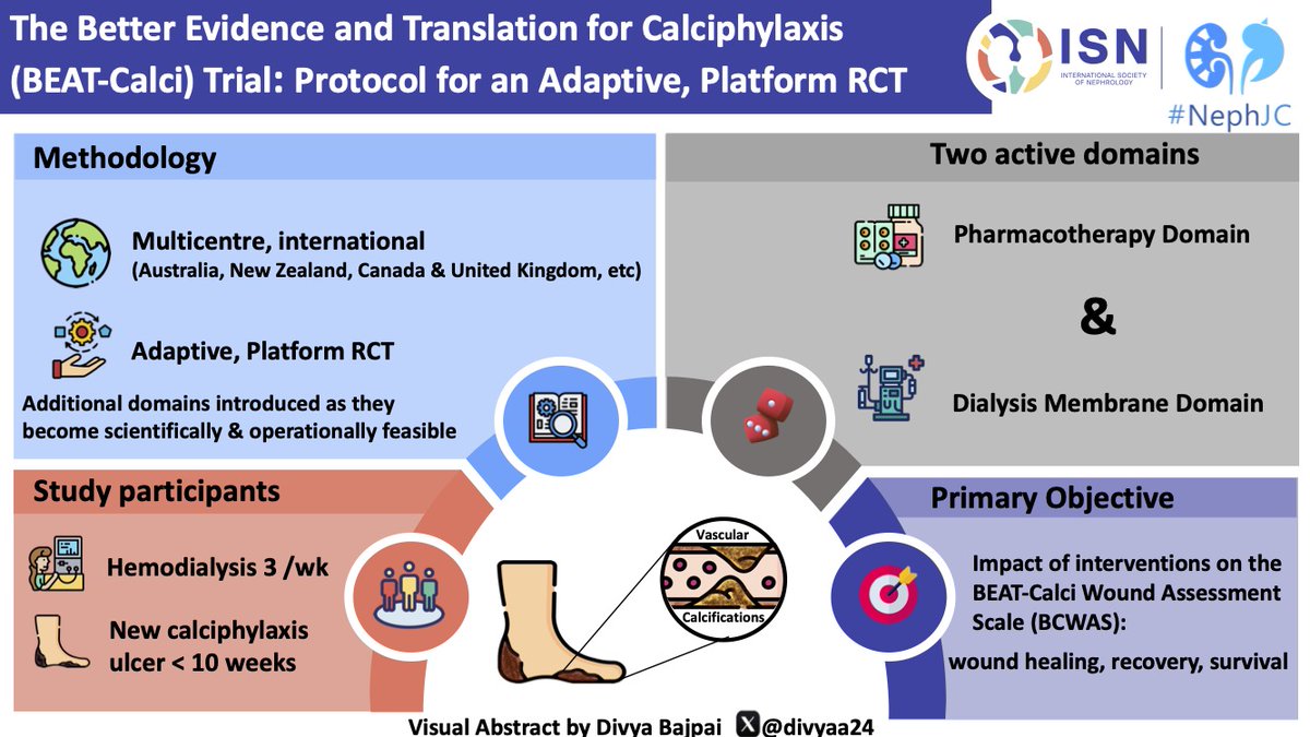 ISNkidneycare's tweet photo. 𝗦𝗔𝗩𝗘 𝗧𝗛𝗘 𝗗𝗔𝗧𝗘 for the next #NephTrials, an ISN-
@NephJC joint discussion on "The BEAT-Calci Trial."

🗓️ November 21
🕒 9 pm EST
Warm up with this great visual abstract by @divyaa24 and stay tuned for the @NephJC blog post. https://t.co/N64FloaUs0