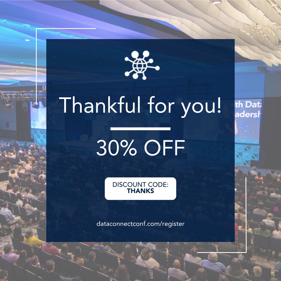 wia_community's tweet image. 🙏 Thank you for being a part of our journey &amp;amp; supporting our mission to bring visibility to diverse individuals making an impact in the data space. To show our gratitude, enjoy the largest discount in #dataconnectconf history.

Offer valid until Nov 19th: bit.ly/471EG3r
