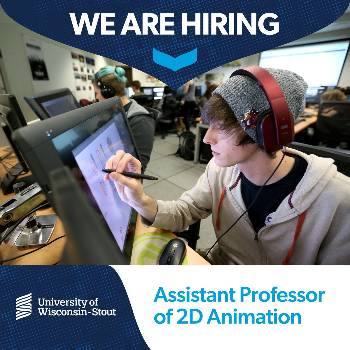 The School of Art &amp; Design at the University of Wisconsin-Stout invites applications for Assistant Professor of 2D Animation! 
For more information and details on how to apply, follow this link: jobs.uwstout.edu/assistant-prof…