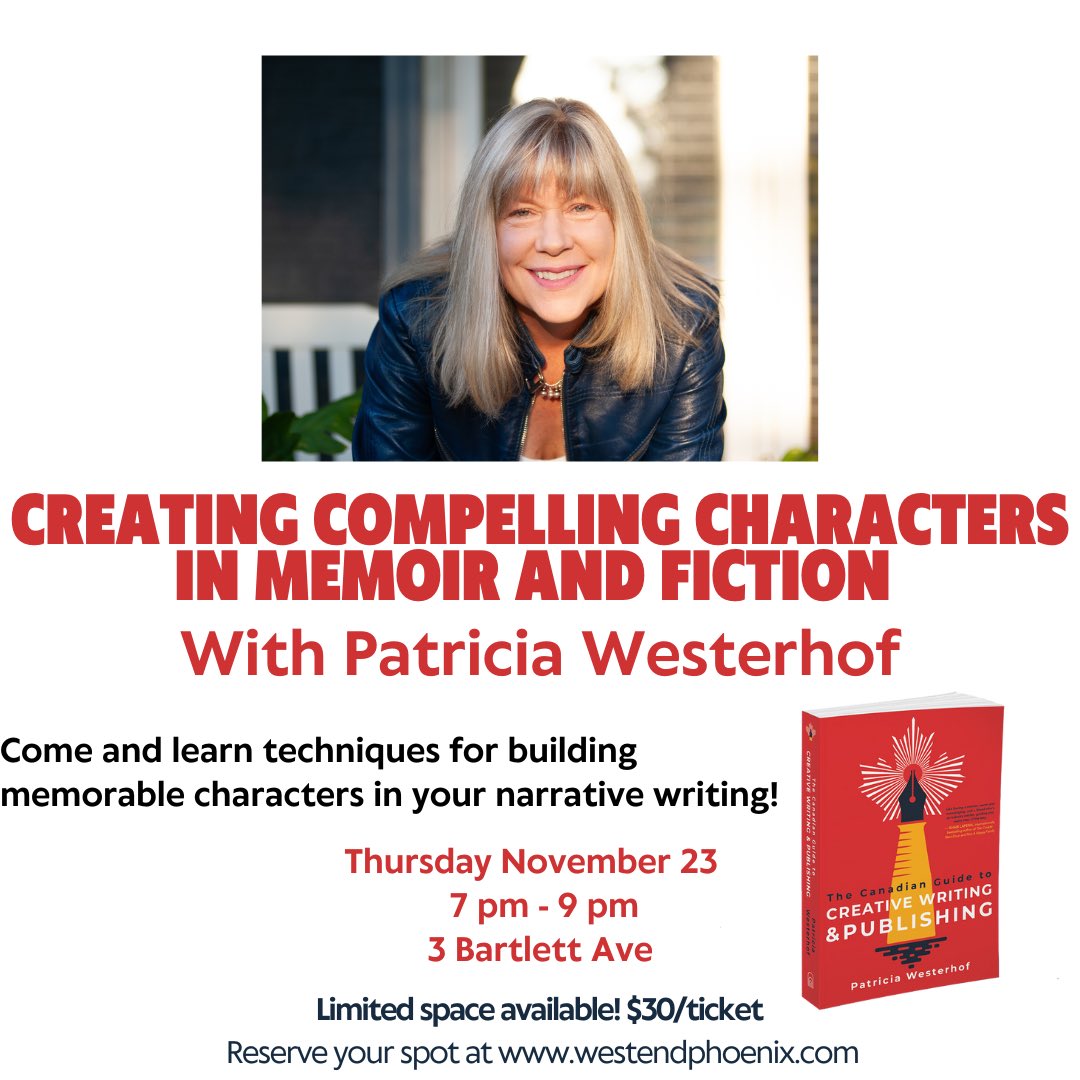 westendphoenix's tweet photo. If you are an emerging writer looking to create compelling characters in your work, we are running a workshop at WEP Central next week with @pawesterhof. Limited space available, click thru for details.

https://t.co/46FK9IaTSQ https://t.co/lBN1vlWIDY