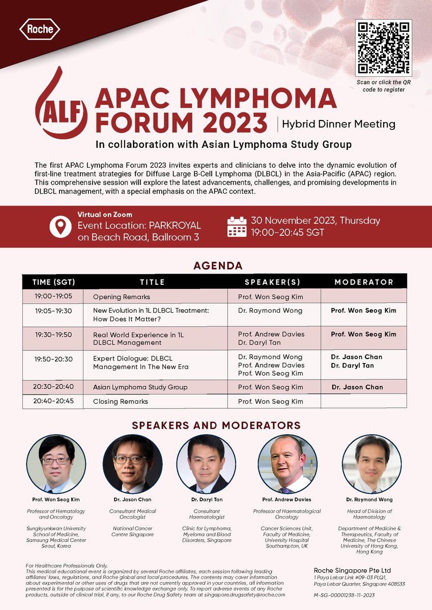 Join us 1 day before #ESMOAsia23 at the APAC Lymphoma Forum 2023! We have an exciting evening discussing 1L DLBCL care in Asia! #lymphoma #ALSG