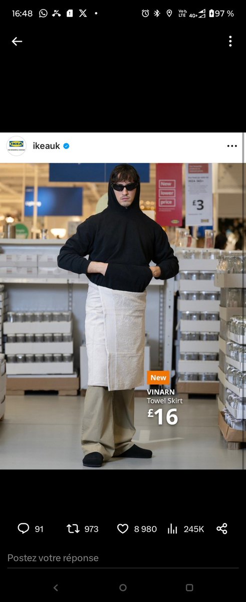 StopinfoFr's tweet photo. 🇬🇧 | Sur #Instagram, IKEA se moque de #Balenciaga et de sa dernière pièce, une jupe serviette à 695 €. L’enseigne propose un modèle similaire à 15 €.
#Ikia #Insolite https://t.co/wlSSRH6AYm