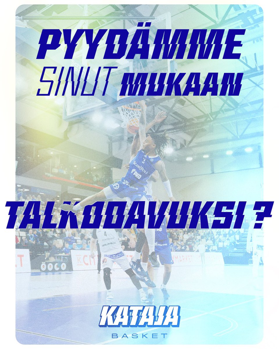 𝐌𝐞 𝐡𝐚𝐥𝐮𝐚𝐦𝐦𝐞 𝐬𝐢𝐧𝐮𝐭 𝐭𝐚𝐥𝐤𝐨𝐨𝐚𝐯𝐮𝐤𝐬𝐢! 🩵

Kataja Community on maailmanluokan yhteisö, jonka peruskivi on talkoolaiset.

Haemme ottelutapahtumamme ympärille lisävahvistusta talkoolaisryhmäämme. Tarjolla on tehtäviä laidasta laitaan, haemme muun muassa

1/x