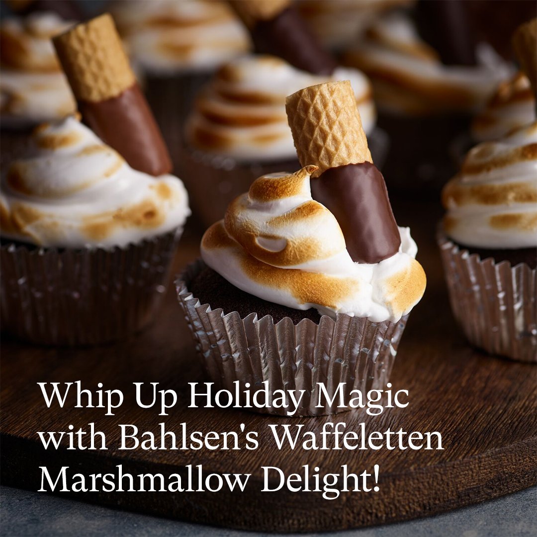 bahlsenusa's tweet photo. INGREDIENTS
1 box of Bahlsen Waffeletten 
1 packet of hot cocoa mix
1 3/4 cups moist-style devil's food cake mix
2 eggs
1 tbsp sugar and milk
1/8 tsp. salt
1/4 cup of Marshmallow Creme
1 tbsp. chocolate chips
12 mini marshmallows

#waffeletten #BahlsenByDesign #Bahlsen #biscuit https://t.co/RNIoNHdPEr