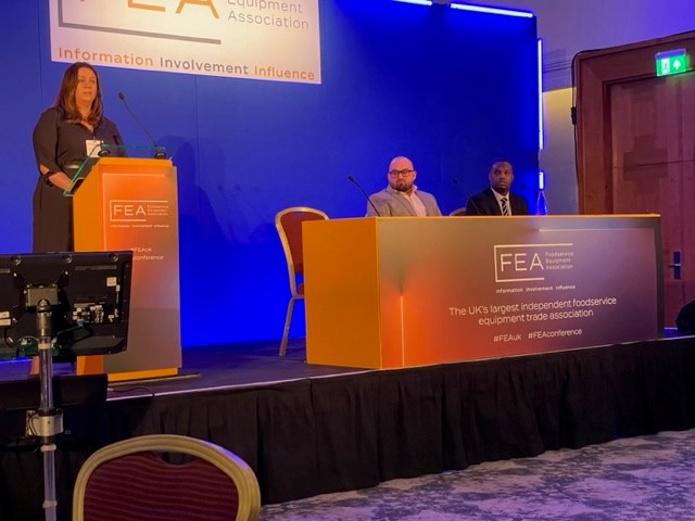 publicityworks's tweet photo. Alex Waring kicks off the building a culture for success panel session @FEA_uk #FEAuk #FEA #foodservice #feaconference https://t.co/72DIhLZj7L