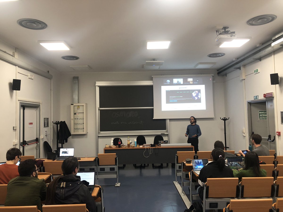 Happening now at our #OSMgeoweek event! 🙌🏻
<a href="/kauevestena/">Kauê</a> from <a href="/MapeaLivreUFPR/">Mapeadores Livres UFPR</a> is introducing the attendees to #OpenStreetMap and #geoweek2023

<a href="/youthmappers/">YouthMappers</a> <a href="/OpenStreetMapIt/">OpenStreetMap Italia</a> @PolitecnicoDICA