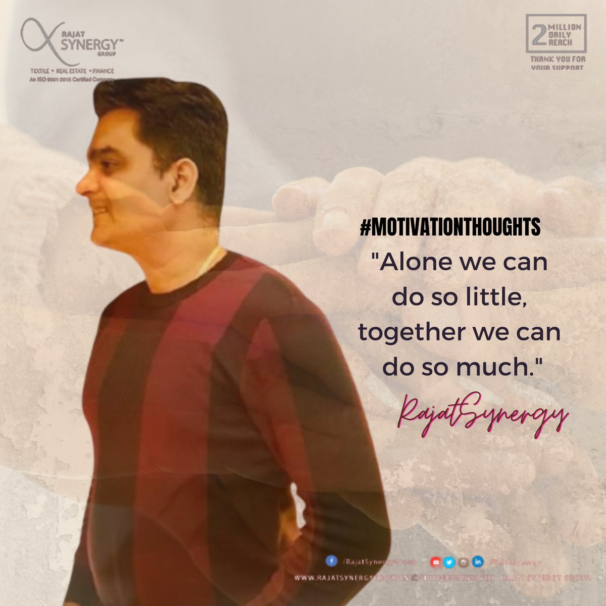 rajatsynergy's tweet image. #MOTIVATIONTHOUGHTS

&quot;Alone we can 
do so little, 
together we can 
do so much.&quot;

#RajatSynergy #RajatMohanPathak