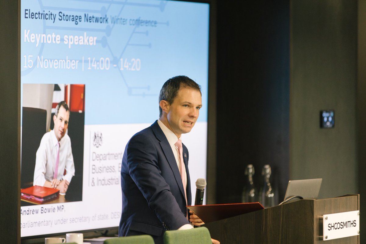 AndrewBowie_MP's tweet photo. Great to speak at the @ESN_UK Winter Conference, highlighting the pivotal role of electricity storage in our energy future yesterday ⚡️ The new Energy Act will help advance storage solutions for a more reliable and sustainable energy grid Powering Up Britain! #ESNWinterConference https://t.co/Fw1F7PkpYw