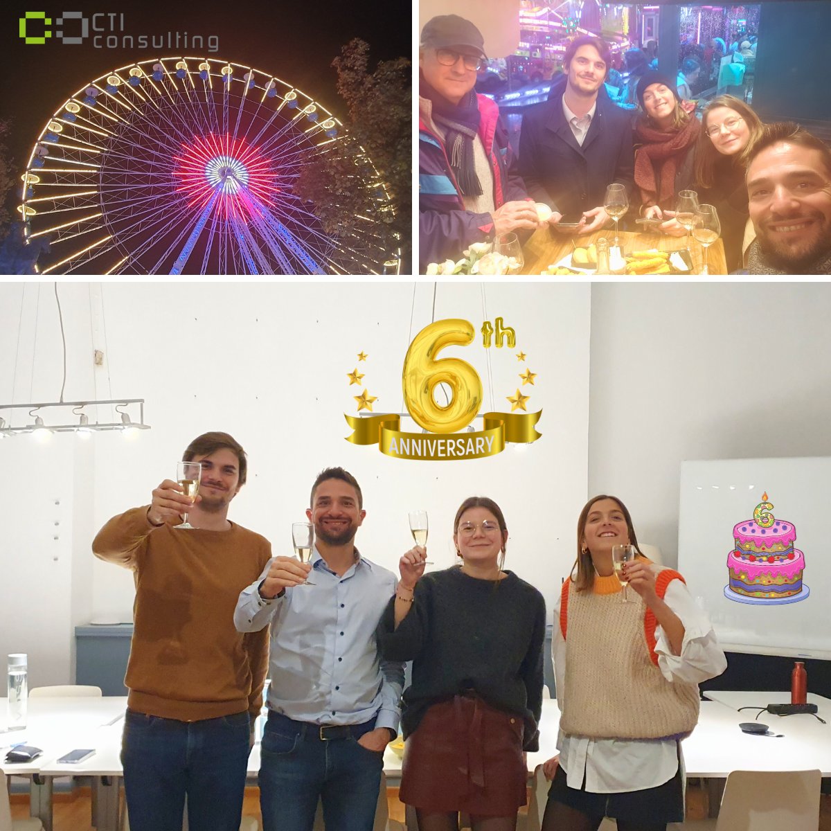 🎂 Bon anniversaire CTI CONSULTING !🥳🎂
 Le 8 novembre, nous avons célébré nos 6 ans d'existence !
🎯🏆Une belle occasion de se remémorer les défis surmontés et les nombreux succès partagés ensemble !
Merci  à  nos clients, nos précieux  partenaires et notre équipe dévouée !