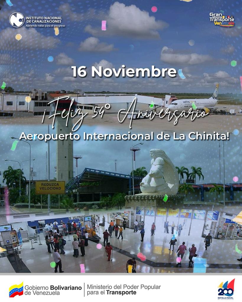 Incanal celebra el aniversario 54° del Aeropuerto Internacional de La Chinita en el Edo. Zulia, enalteciendo a su clase trabajadora quienes fortalecen la #GranMisiónTransporteVenezuela convirtiéndose en  uno de los  aeropuertos  más importantes y transitados del país.