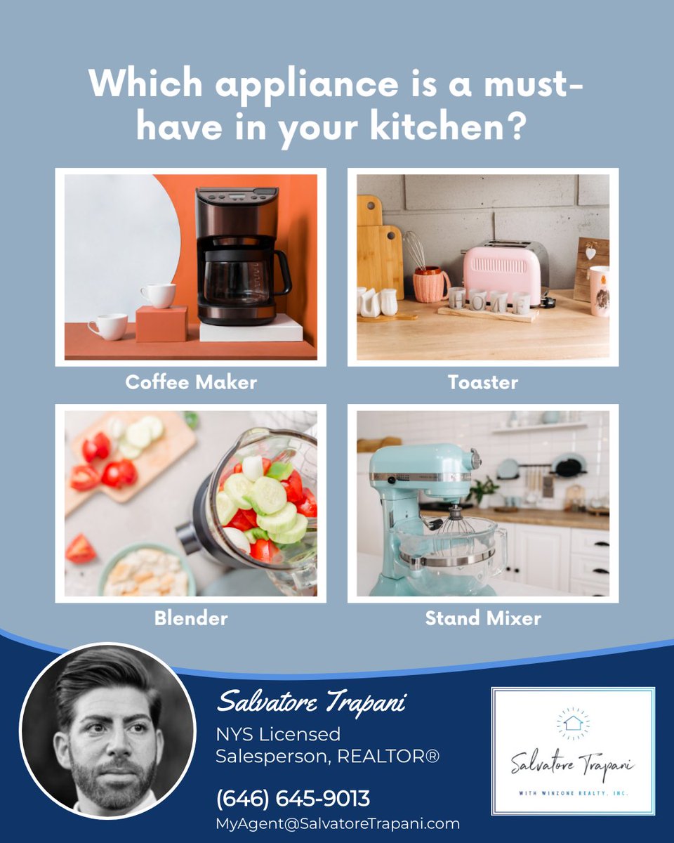 Which of these kitchen appliances is a must-have in your home? 

#kitchenessentials #homecooking #appliancedebate #kitchentalk #kitchenappliances #kitchengadgets