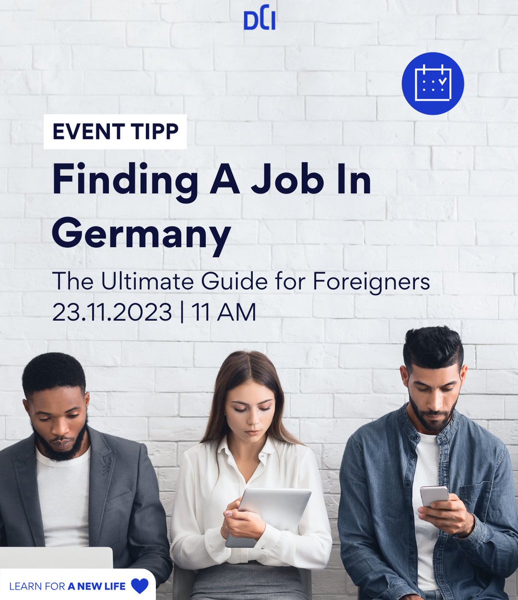 dci_education's tweet image. Ready to kickstart your career in
Germany? 🎓Join us on Nov 23rd at 11 am for 'Finding a Job in Germany - The Ultimate Guide for Foreigners'🚀 Don't miss this exclusive event! Follow the link: tinyurl.com/2dna6d82

#jobingermany #WorkInGermany