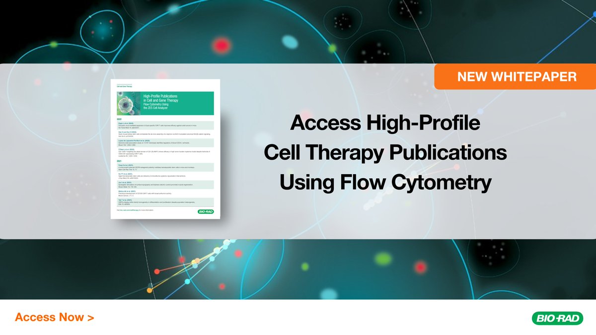 Get a list of the latest high-profile cell therapy publications using flow cytometry: ow.ly/9UYi50O1Jxo

Cell and gene therapy research is one of today's hottest fields. Learn how top researchers are using flow cytometry in cell and gene therapy #research.