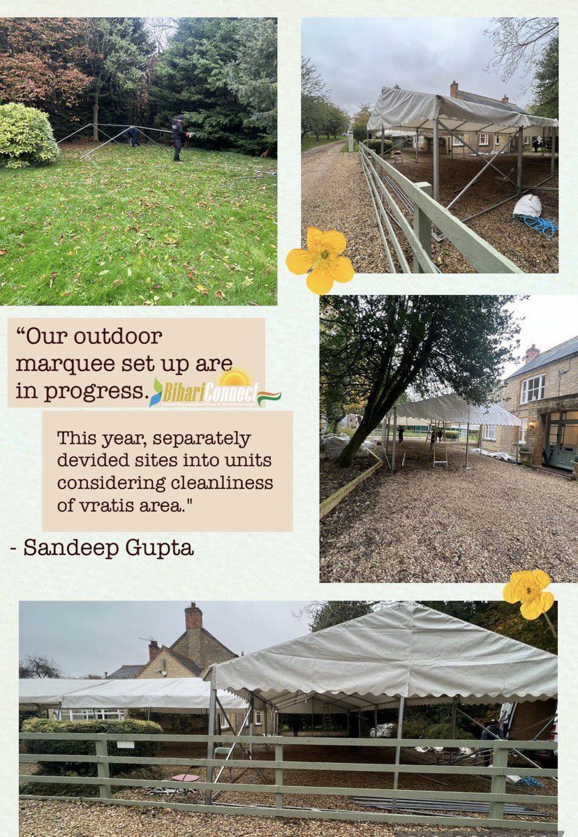 Chhath महापर्व site in UK Marquee prep in progress. This year we have separate units in addition to Resort building to keep cooking, food and prasad site separately. #ChhathInUK, #DesiCelebrations #globalchhath #IndianCultureAbroad #OverseasChhath #NRIEventsUK #ChhathAbroad