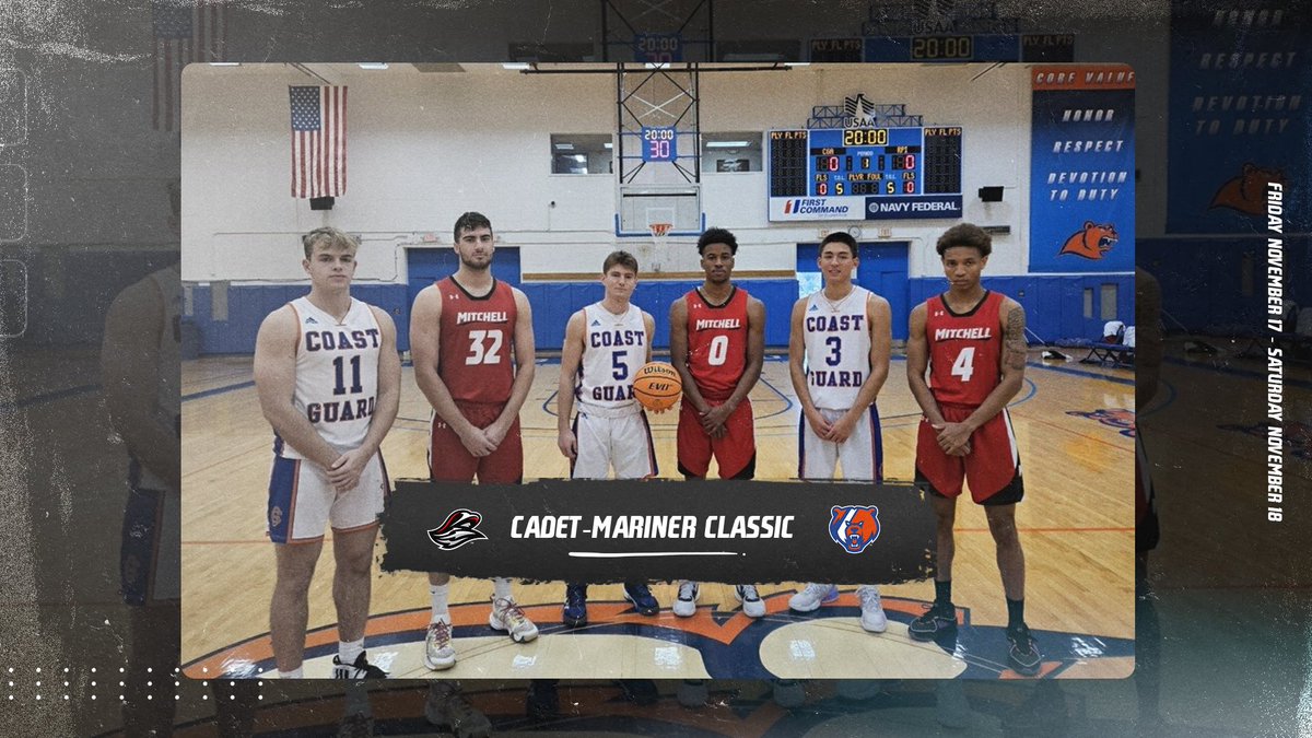 AthleticsMC's tweet photo. We're just 1⃣ day away from the Cadet-Mariner Classic‼️ Hosted by Mitchell College and the Coast Guard Academy, this two-day men's basketball tournament will kick off on Friday night at Yarnall with two games and continue Saturday afternoon at Coast Guard. #GoMariners 🏀 https://t.co/qvw4KcmCoU