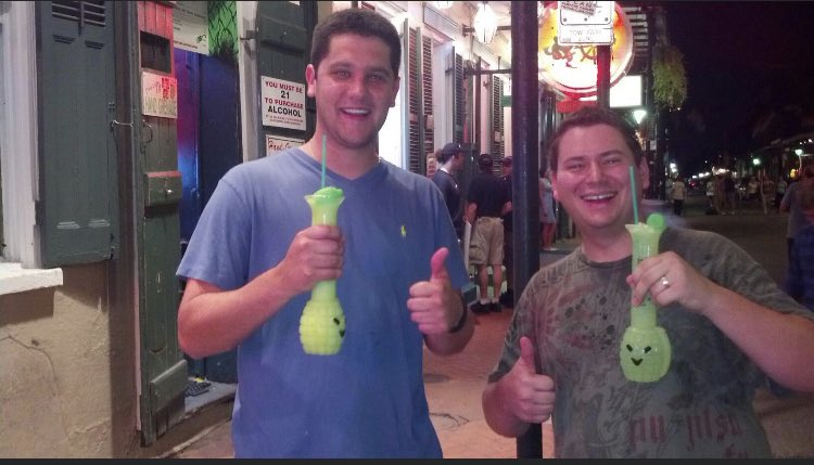 redteam_hacker's tweet photo. That time @christruncer showed off his man boobs in New Orleans and made enough money in tips to buy everyone a drink. Good times. @harmj0y @jasonjfrank @davidpmcguire #trollchris #missyourmoobs #sooooogood https://t.co/mKFfjgPTBw