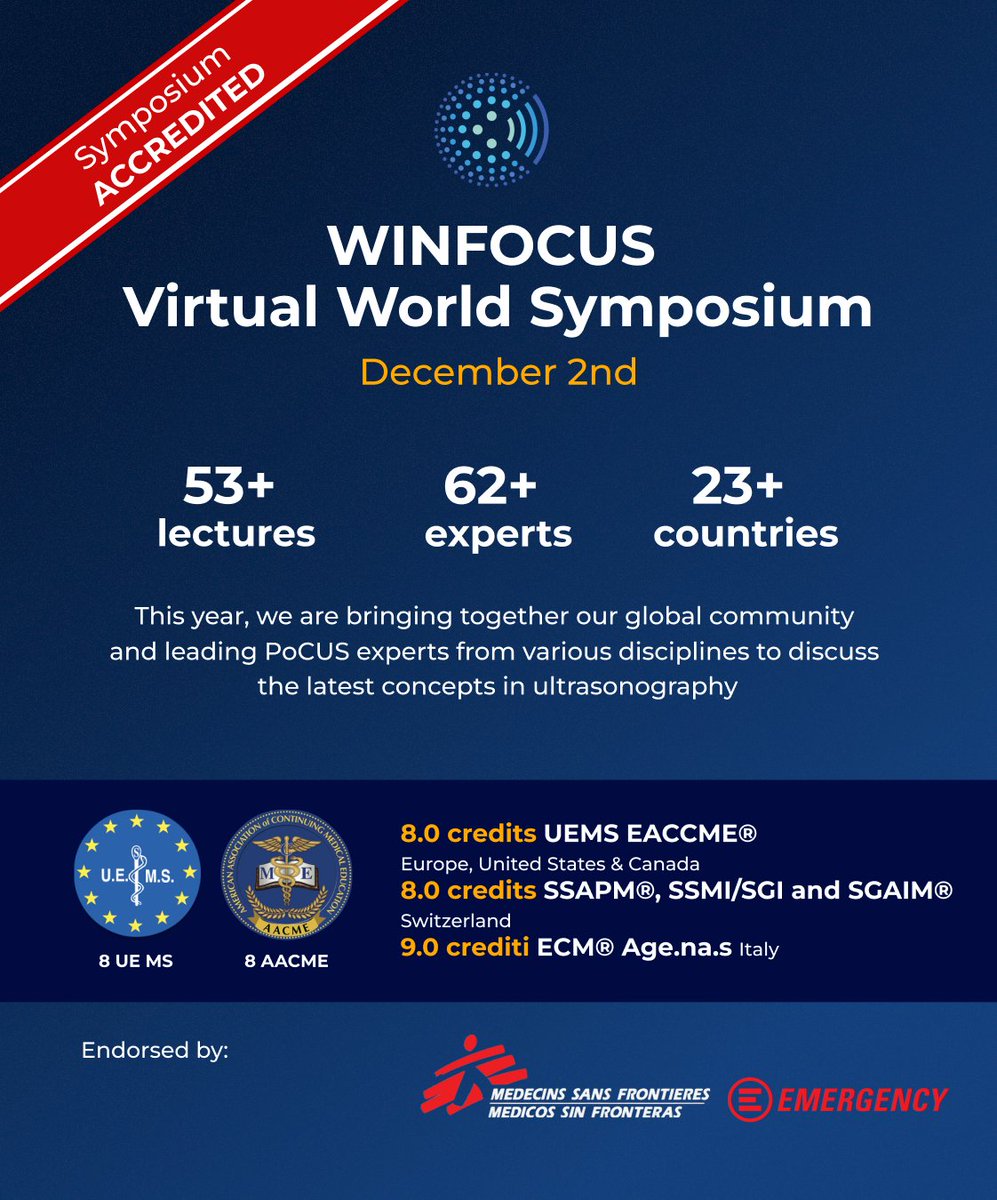 ACCREDITED EVENT! Register now and claim your credits!  Link: bit.ly/48IugqS
#pocus #medEd #Foamed #WINFOCUS23 #WINFOCUS #WINFOCUSworld