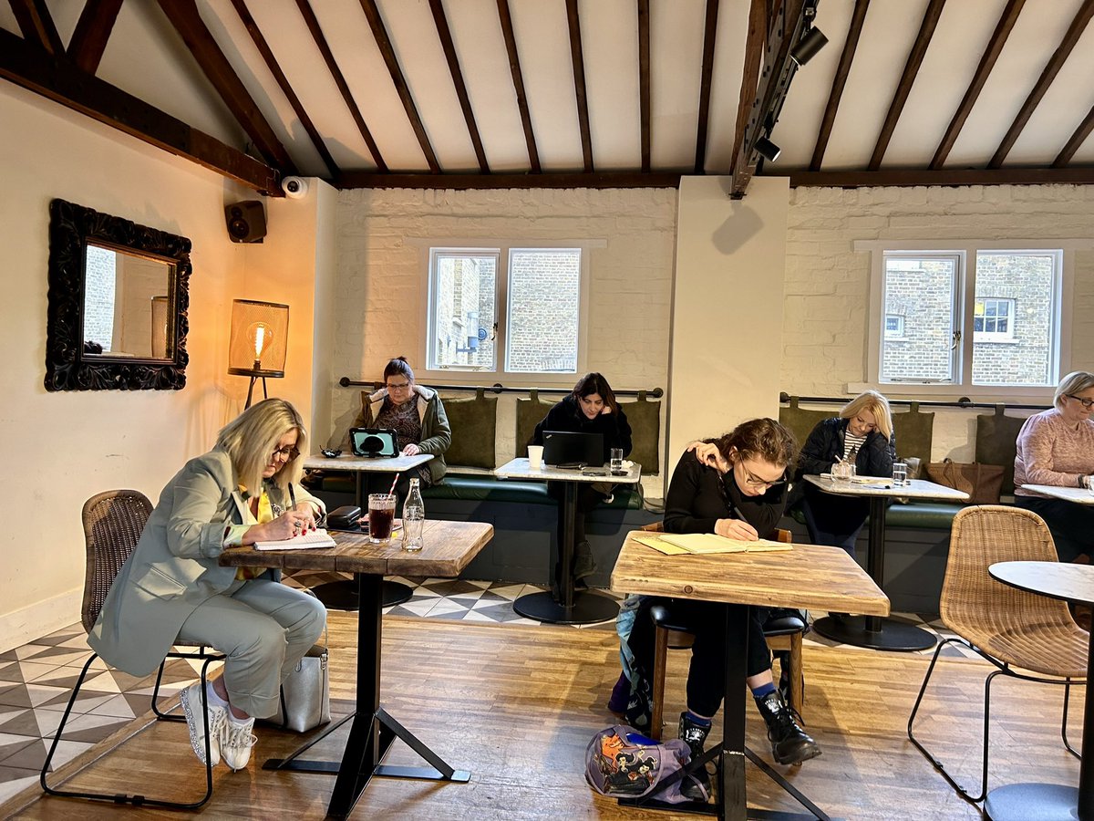 Hosting Writing Buddies with @ChrisPenhall 
was so much fun today! I took my dog with me for the first time. I didn’t get much writing done, but it was great to see everyone. We had a full house of writers, which was lovely. #WritinCommmunity #lizziechantree #chrispenhall