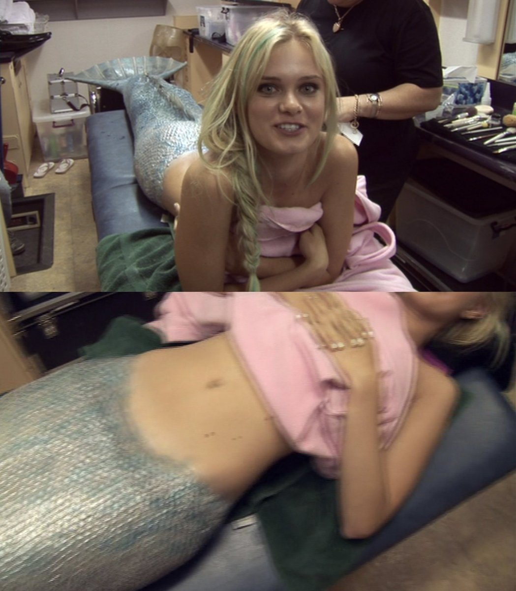 PopCulture2000s's tweet photo. sara paxton being glued into her mermaid tail for aquamarine, the process took 2 hours and the tail was inspired by low rise jeans (2006) https://t.co/9q2w81rP9u