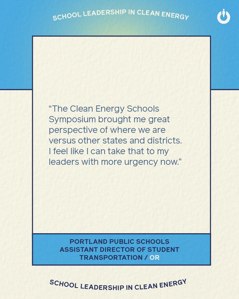 Generation180 (@gen_180) on Twitter photo At our School Leaders in Clean Energy Symposium, Brandon Coonrod <a href="/PPSConnect/">Portland Public Schools</a> was able to learn how other districts are advancing school bus fleet electrification.
See how our SLICE network empowers K-12 school decision-makers to switch to clean energy: hubs.ly/Q01_HTZH0 At our School Leaders in Clean Energy Symposium, Brandon Coonrod <a href="/PPSConnect/">Portland Public Schools</a> was able to learn how other districts are advancing school bus fleet electrification.
See how our SLICE network empowers K-12 school decision-makers to switch to clean energy: hubs.ly/Q01_HTZH0