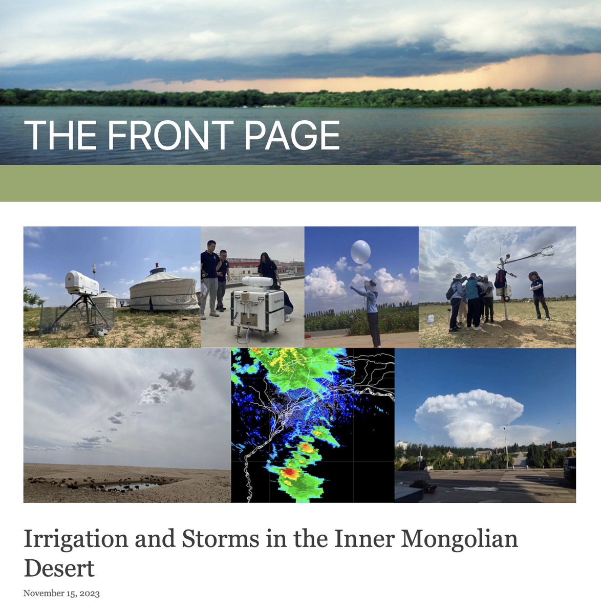 YijingLiu7's tweet photo. AMS front page is reporting our scientific observation experiment of PBL convergence line and intiation of storms! I'm storm photographer and documentary director of this research,our film will released not long after！@MikeOlbinski @PecosHank https://t.co/2txzE9SNkP