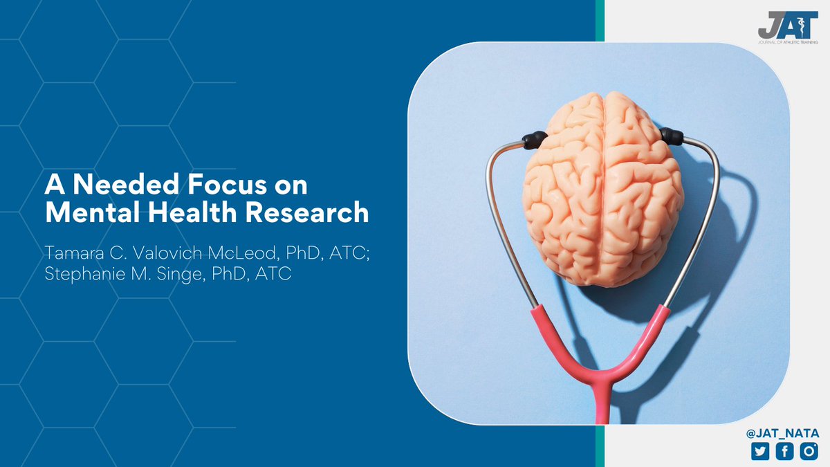 JAT_NATA's tweet photo. A new editorial from the Co-Editors for the Special Double Issue on Mental Health is available now. @TamaraCVMcLeod and @StephanieSinge describe the needed focus on mental health research in sports medicine and the goals of the special issues.

Editorial: https://t.co/t6oG8vsgon https://t.co/bb9Psaa0Z9