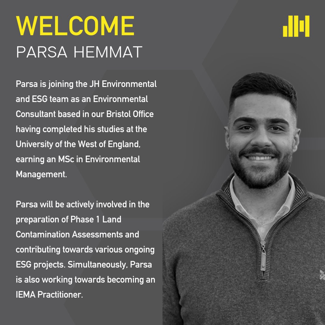 A warm welcome to Parsa Hemmat who has joined our Environmental and ESG team in #bristol

#welcome #ESG #environmental #sustainability #commercialproperty