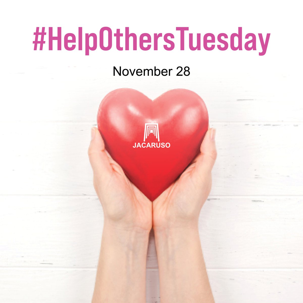 JacarusoInc's tweet photo. Our companywide initiative inspired by Giving Tuesday encourages kindness & outreach. Our offices will close early today to empower our team to spend time making an impact in their local communities & around the world.
We invite you to join us.
#jacaruso #helpotherstuesday https://t.co/l8wxQHrmAG