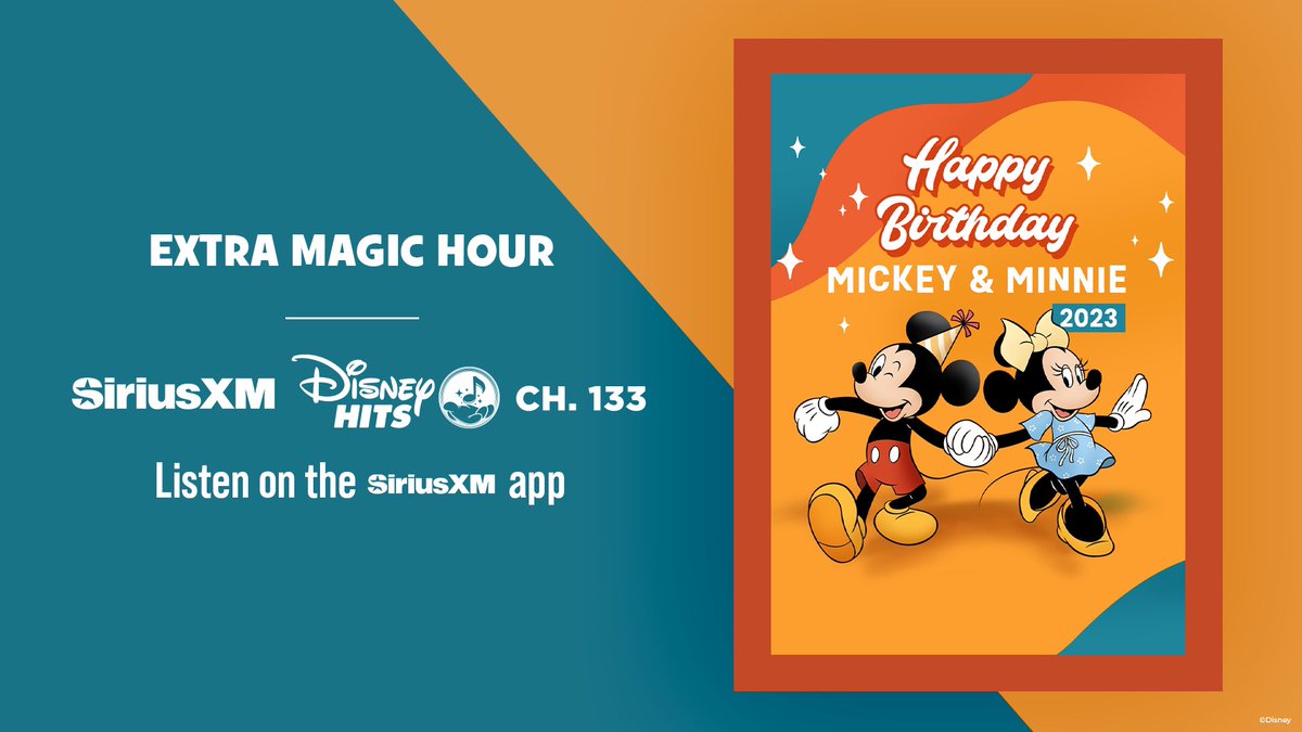 It's Mickey Mouse and Minnie Mouse's Birthday Week!! 🎉🎉 Celebrate with us during our ✨ Extra Magic Hour ✨ on #DisneyHitsSiriusXM Channel 133 or on-demand with the @SIRIUSXM app! 🎂 Let us know your favorite Mickey song!! 🎶 siriusxm.us/MickeyandMinni…