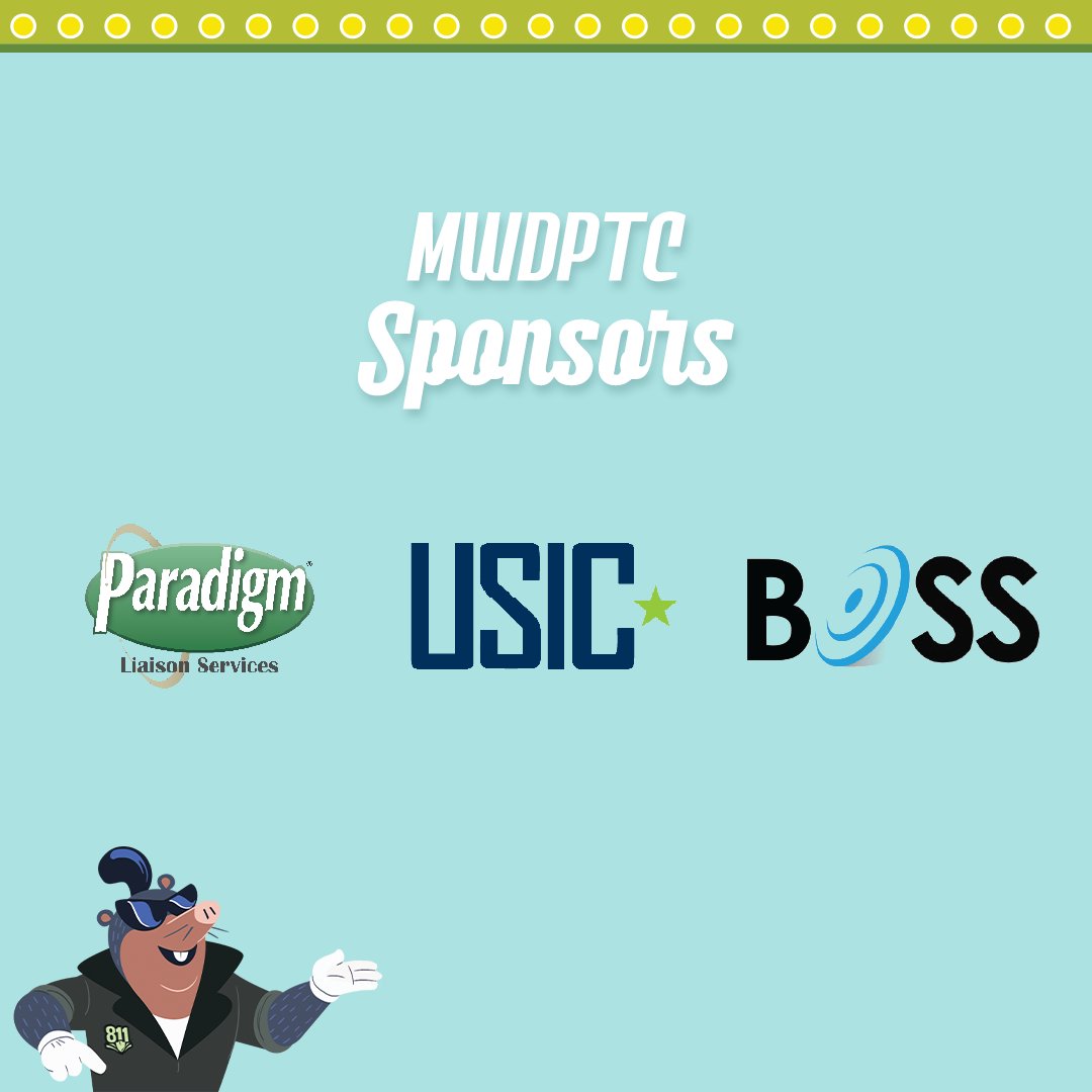 IN811's tweet image. On this final day of the 2023 #MWDPTC, we&apos;d like to take a moment to thank more of our amazing sponsors, including Attendee Materials Sponsor Paradigm, Welcome Reception Sponsor USIC, and Door Price Reception Sponsor Boss Solutions, in addition to all of our Silver sponsors.
