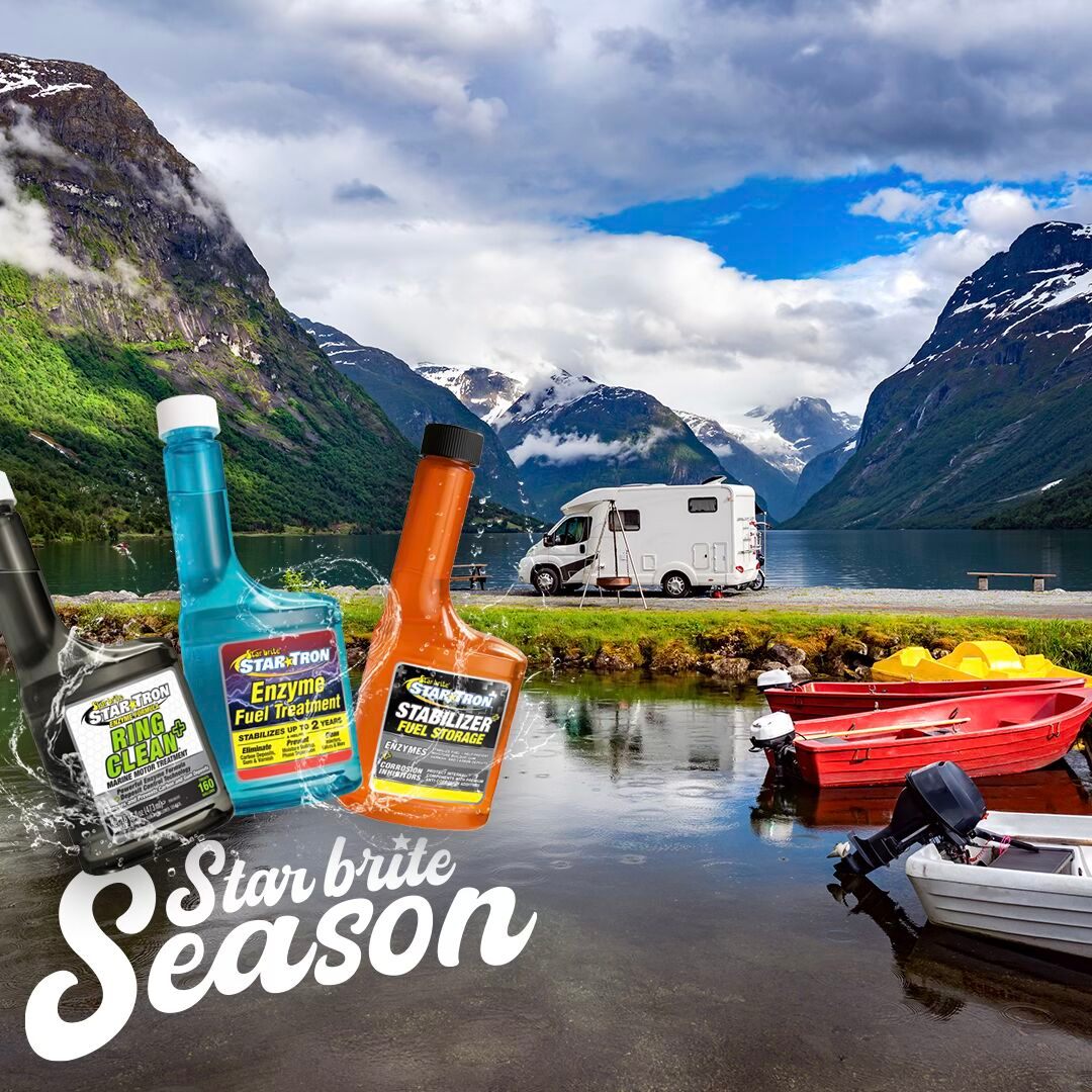 startron's tweet photo. Hit the road for #StarbriteSeason! ๐ค๐ Keep your engines happy with the Star Tron Start, Run, Store system. Ring Clean to kick off the season, Star Tron Enzyme Fuel Treatment for continuous smooth runs, and Stabilizer Plus for storage. Your adventure awaits! #StartRunStore https://t.co/L5cns9GChm