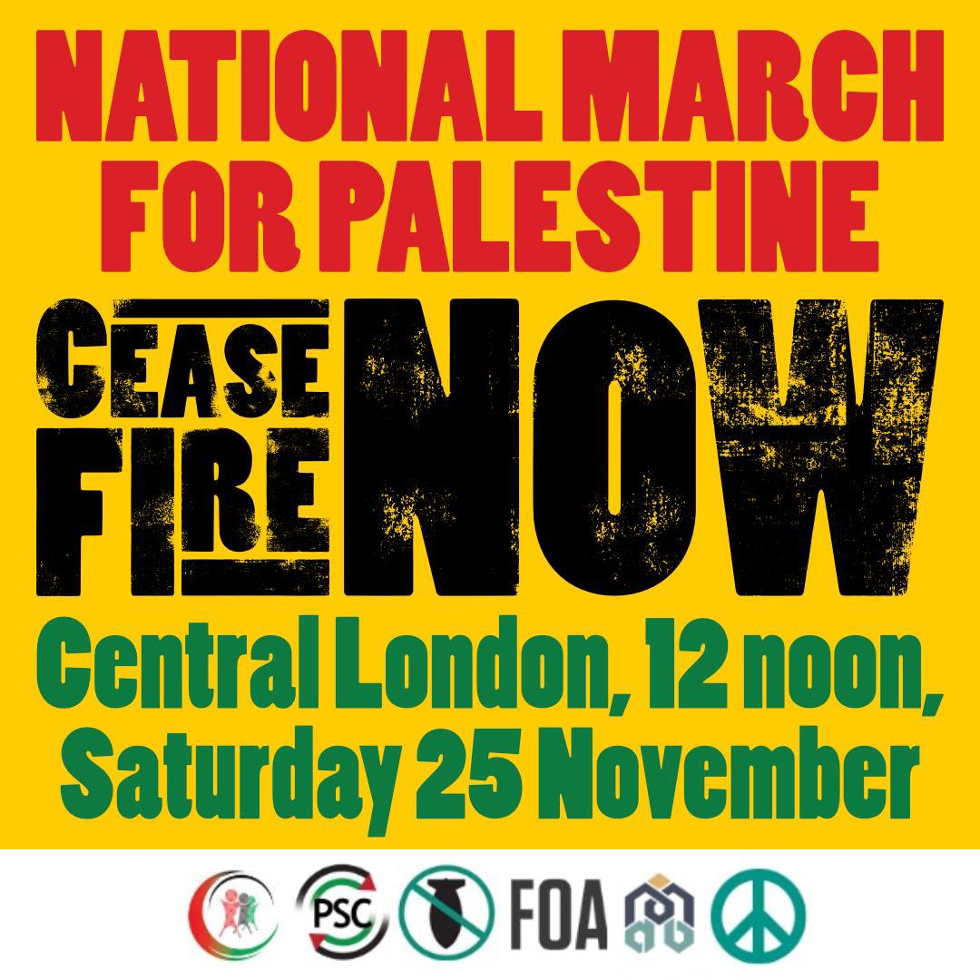 ShellyAsquith's tweet photo. Tell all your family, friends and frenemies. Book your coaches. We will march again, and for as long as it takes.

#CeasefireNow https://t.co/42R5ROFaVl