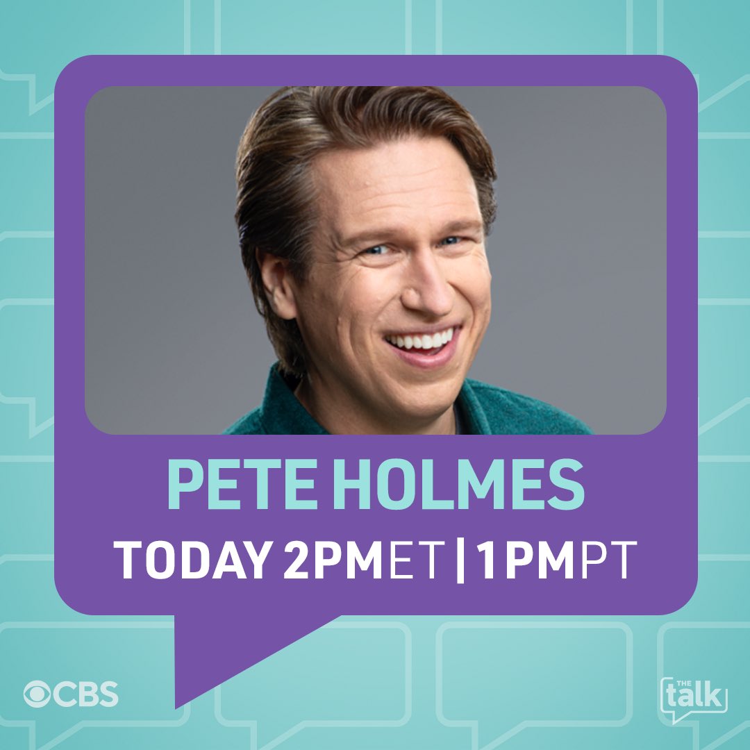 The hilarious @peteholmes will be here today! 😆