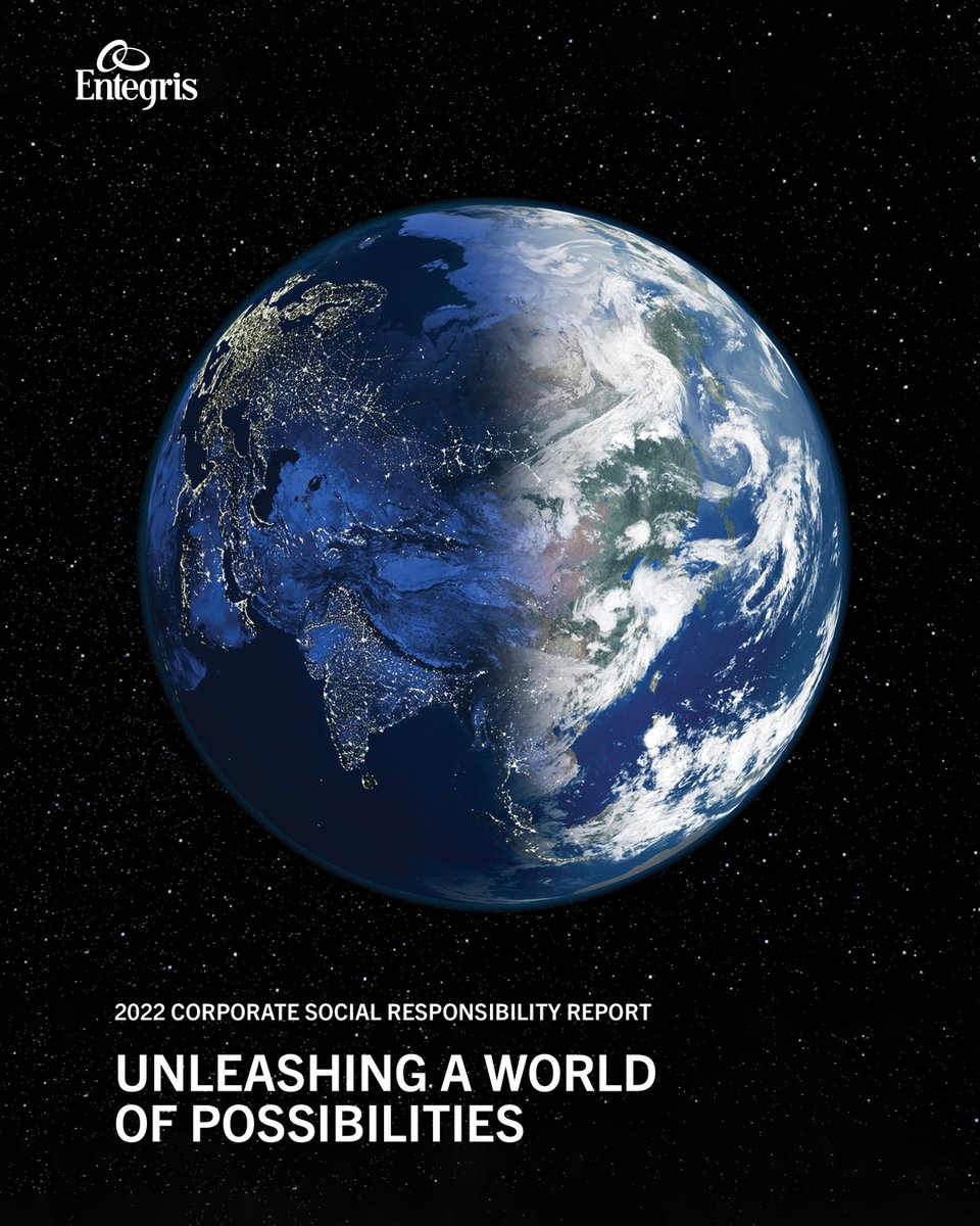 Entegris's tweet photo. Today, we are proud to launch Entegris’ latest #corporatesocialresponsibility report – Unleashing a World of Possibilities. You’re invited to read the report and learn about our progress and our new and updated 2030 goals: https://t.co/VzSYKBUUqj #sustainability #CSRreport https://t.co/Fs6FKvefTN