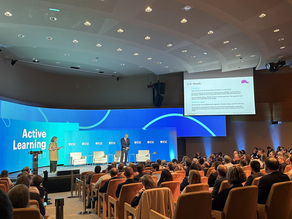 CruzLopezAndres's tweet photo. Active Learning at #IESEGAR: #AI and the next phase of digitalisation 

How can organisations maximize the benefits of #AI while minimising potential negative impacts? 

“Don’t use AI just to do what you do, do new things.

Elevated Entrepreneurship.
@iesebschool #IESEbarcelona https://t.co/GdcypNdIOF