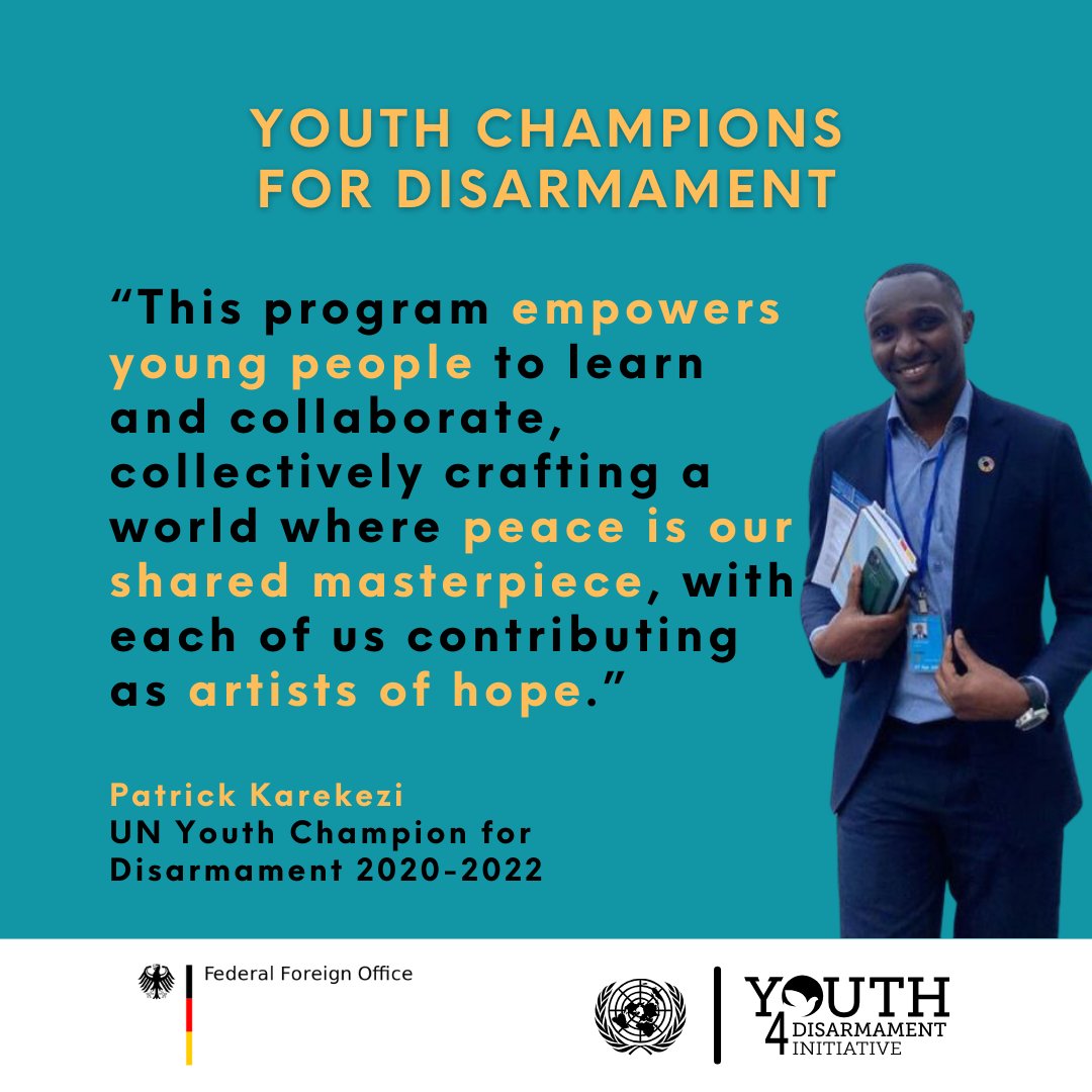 Patrick Karekezi, a UN Youth Champion for Disarmament 2020-2022, shares what makes the #YouthChampions4Disarmament programme unique. Do not miss a chance to participate in the 2nd edition of this fully-funded training opportunity. Apply via bit.ly/YCfDA!