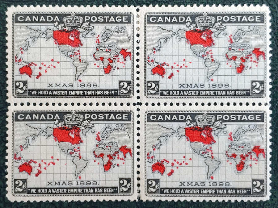 AllNations1949's tweet photo. Canada #85 gen VF Mint 2 NH 1898 2c Map Block, lt gum bend $480 Lot 42 in our auction Saturday 18th November 2023 #2cMapBlock #CanadaStamps #ChristmasStamps #MapBlock #MapStamps #Xmas1898

https://t.co/7cGXtiLyMD https://t.co/XNy1wrpLEH