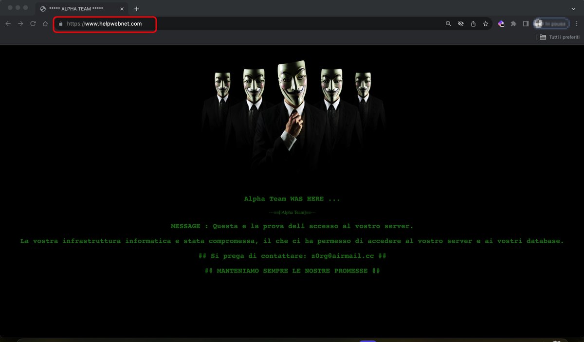 sonoclaudio's tweet photo. Dopo @Federprivacy, oggi è il turno di Helpwebnet ("Azienda di consulenza Informatica online in tutta Italia")
https://t.co/8vpc56Y9kr
Non va affatto bene 🫣