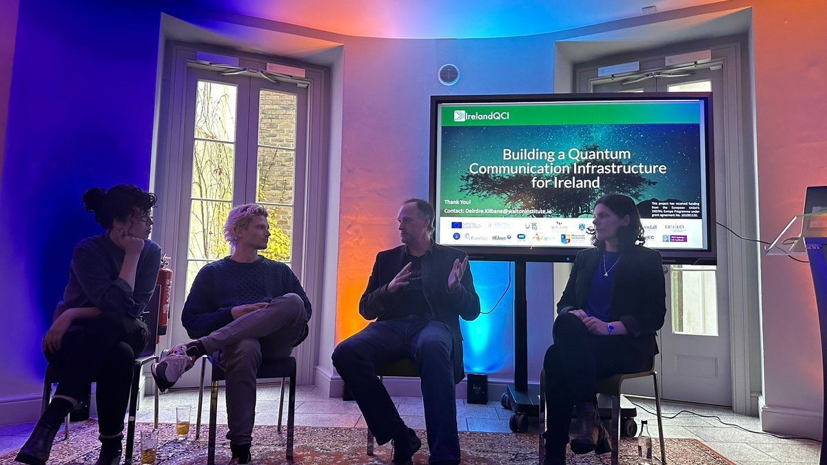 Dr. @DeirdreKilbane, Director of Research @WaltonInst joined @DanKilper @tcdengineering and Berlin-based artists kennedy+swan for a panel discussion at the Quantum Internet 2023 event hosted by @scienceirl @connect_ie and held at @GI_Irland. #ScienceWeek23 #ScienceWeek