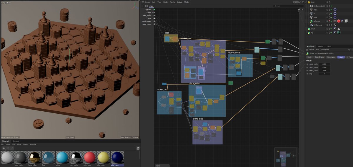 DangoFlying's tweet photo. #nodevember2023 #nodevember 
#cinema4d #c4d #scenenodes 
Day15-16 "boardgame binge" https://t.co/Q27LZmKX70