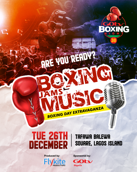 flykiteboxing's tweet photo. Mark your calendars, because the 30th edition of GOtv Boxing Night is coming in hot! Get ready for an electrifying night of boxing brilliance. 🥊🔥
#FightNightEntertainment #boxingentertainment #boxingfight #GOtvBoxing #FlykiteBoxing https://t.co/BXRZKGMoRK
