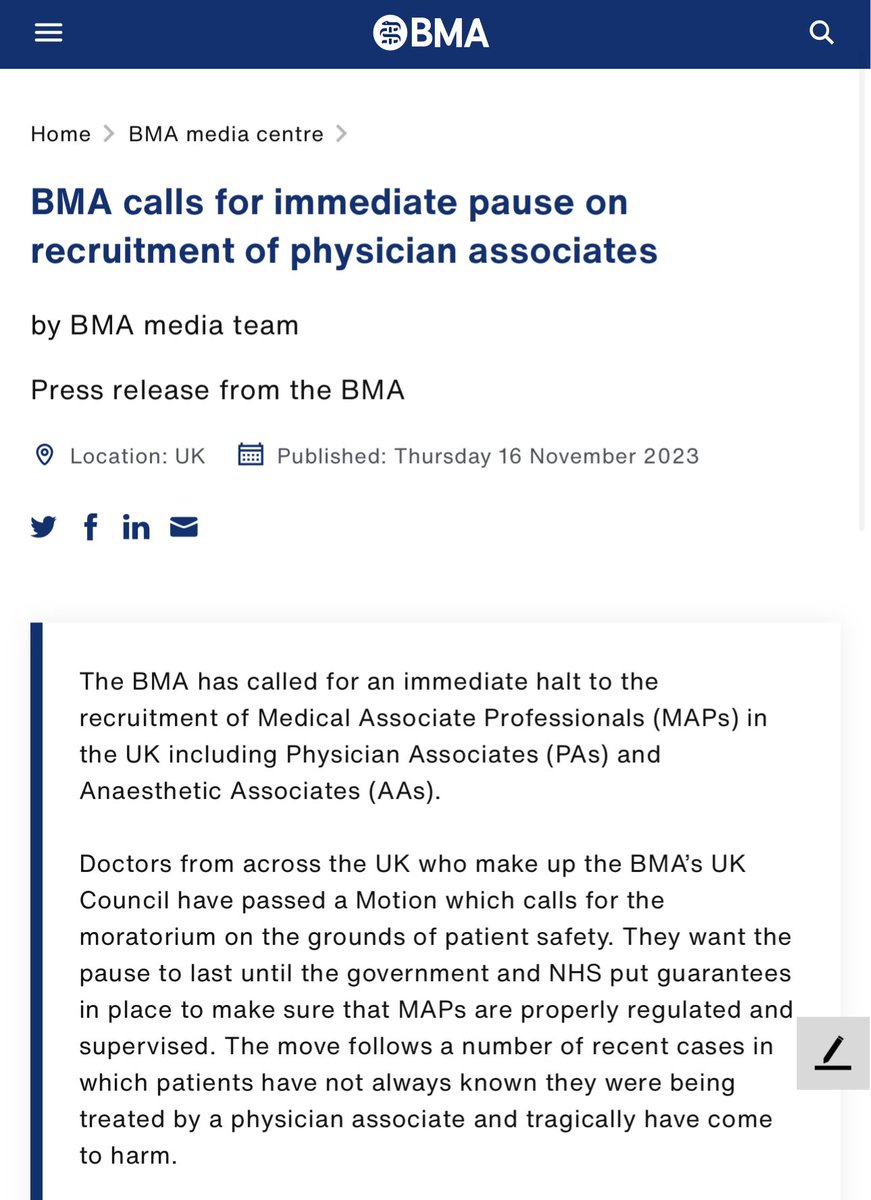 I fully support the BMA in the call for a pause on the recruitment of physician associates. The public is being placed at risk by individuals not trained to do the roles in which they are placed- with tragic results. 

This is a public safety issue. 

Always ask who you are