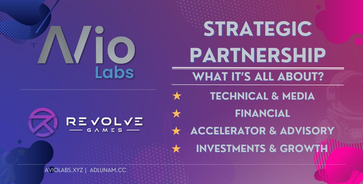 Thrilled to announce our partnership with @RevolveGamesIO! 

Together, we're set to revolutionize the blockchain gaming world with sustainable, player-centric models.

Continue read thread...

 #AVioTech #RevolveGames #BlockchainGaming #SustainableGaming